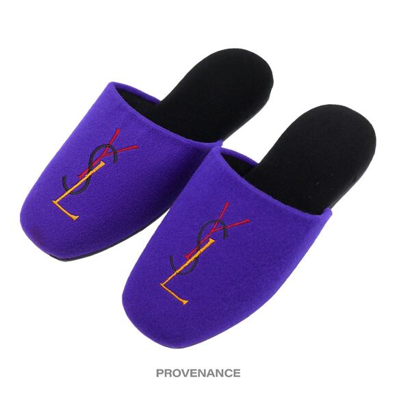 🔴 Yves Saint Laurent YSL Velour Logo Slipper - Purple - Picture 4 of 6